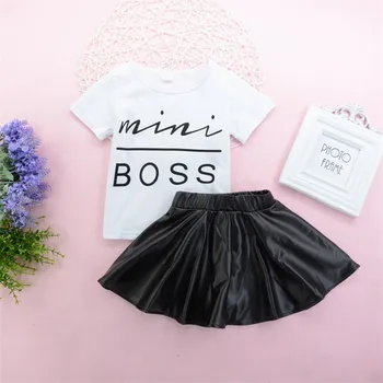 New 2PCS Toddler Kids Girl Clothes Set Summer Short Sleeve Mini Boss T-shirt Tops + Leather Skirt Outfit Child Suit New
New 2PCS Toddler Kids Girl Clothes Set Summer Short Sleeve Mini Boss T-shirt Tops + Leather Skirt Outfit Child Suit New