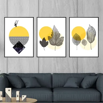 Nordic Decoration Wall Art Canvas Poster and Print Canvas Painting Decorative Picture for Living Room Abstract Elk Leaf Yellow 
Nordic Decoration Wall Art Canvas Poster and Print Canvas Painting Decorative Picture for Living Room Abstract Elk Leaf Yellow