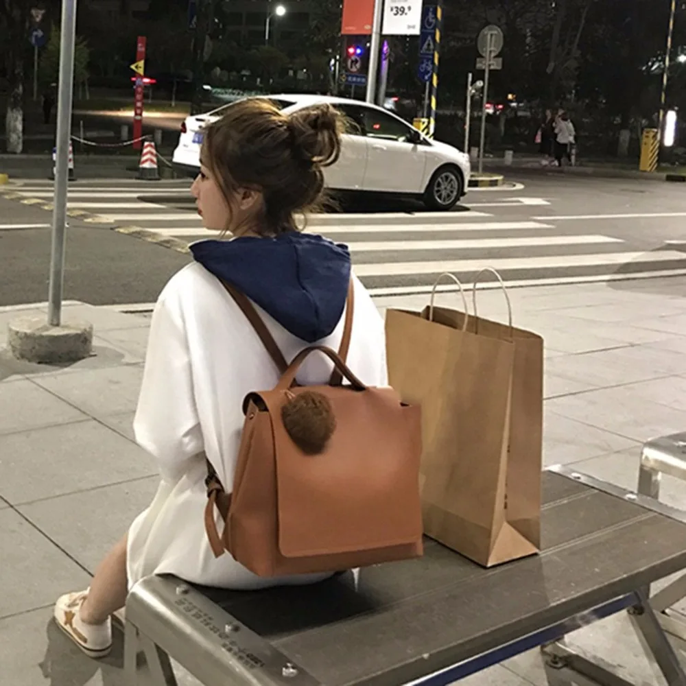 Large Women's PU Leather Bag Backpack Female Shoulder Bag With Cute Fur Ball Design Daypacks bolsa feminina mochila bolso mujer
Large Women's PU Leather Bag Backpack Female Shoulder Bag With Cute Fur Ball Design Daypacks bolsa feminina mochila bolso mujer