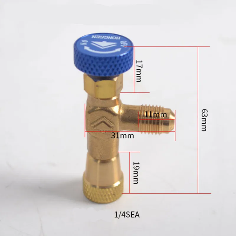 HS-1222 R22 Refrigeration Charging Adapter retention control valve For 1/4" SAE Male to 1/4"SAE Famale Safety Adaptor
HS-1222 R22 Refrigeration Charging Adapter retention control valve For 1/4" SAE Male to 1/4"SAE Famale Safety Adaptor