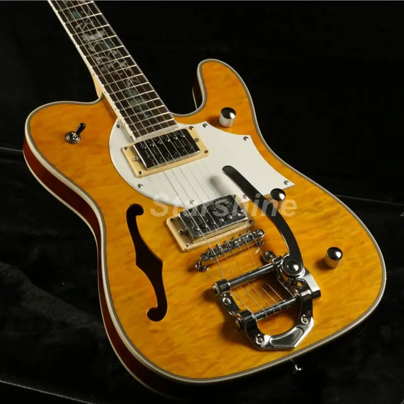 F Hole Semi Hollow Body TL Electric Guitar X2-5 Quilted Maple Top Veneer Flower Inlay Bigsby Bridge
F Hole Semi Hollow Body TL Electric Guitar X2-5 Quilted Maple Top Veneer Flower Inlay Bigsby Bridge