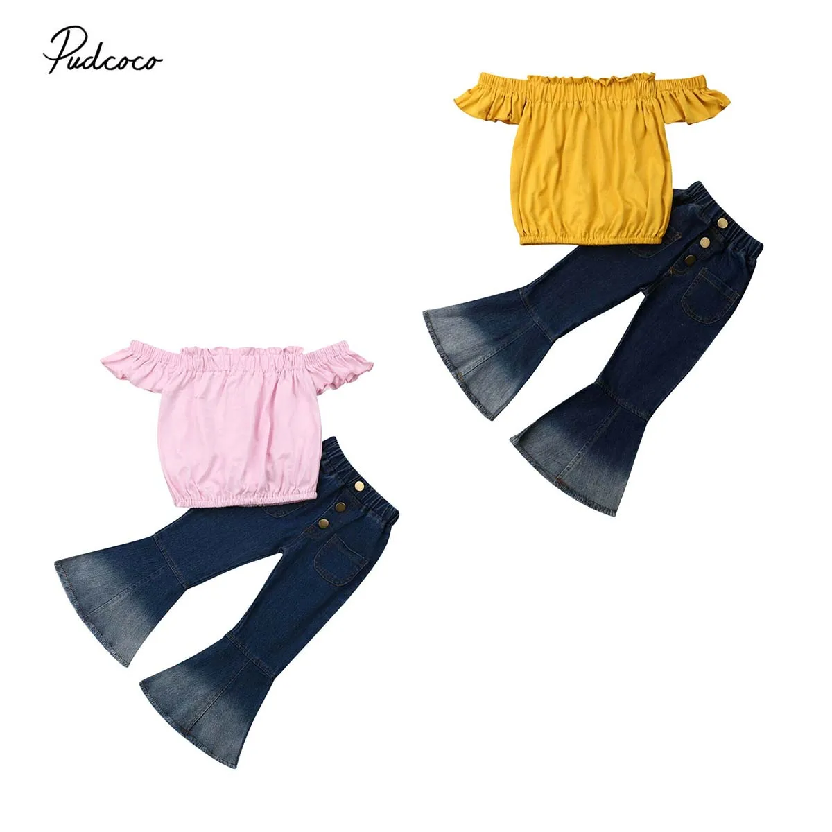 2019 Brand Cute Newborn Kids Baby Girls Cold Shoulder Tops Ruffle Blouse Denim Pocket Front Long Pants Outfit Fashion Clothes
2019 Brand Cute Newborn Kids Baby Girls Cold Shoulder Tops Ruffle Blouse Denim Pocket Front Long Pants Outfit Fashion Clothes