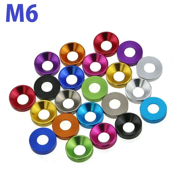High quality M6 Black/LightBlue/Gold/Red Anodized Colorful Aluminum gaskets Cuntersunk Head Cone Washer
High quality M6 Black/LightBlue/Gold/Red Anodized Colorful Aluminum gaskets Cuntersunk Head Cone Washer