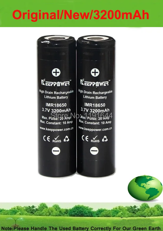 Free shipping!! 2PCS/lot Original Keeppower 3.7V 18650 IMR 3200mah Max 20A Discharge E-Cig Battery
Free shipping!! 2PCS/lot Original Keeppower 3.7V 18650 IMR 3200mah Max 20A Discharge E-Cig Battery