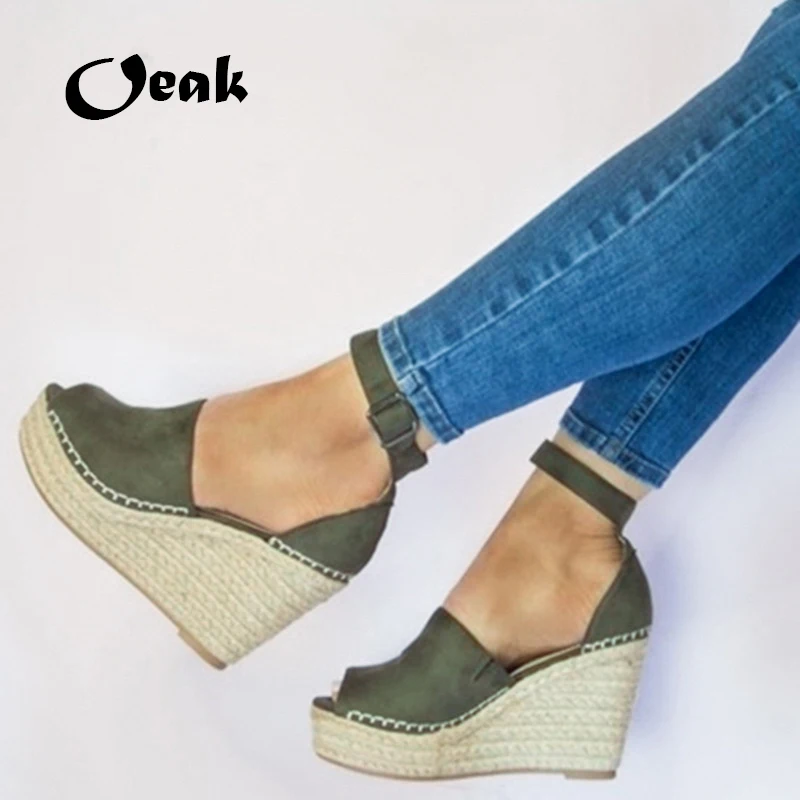 Oeak Plus Size Women Sandals Ankle Strap Platform Wedges For Female Shoes High Heels Cover Heel Rome Sandal Womens Espadrilles
Oeak Plus Size Women Sandals Ankle Strap Platform Wedges For Female Shoes High Heels Cover Heel Rome Sandal Womens Espadrilles