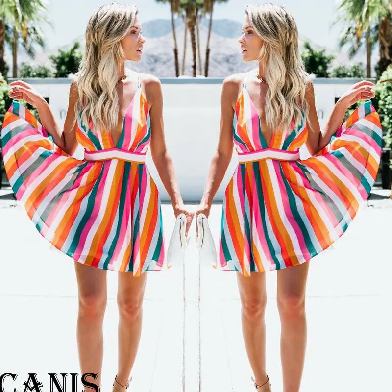2019 Fashion Womens Boho Deep V Neck Stripe Short Mini Dress Cocktail Party Summer Beach Sexy Sundress
2019 Fashion Womens Boho Deep V Neck Stripe Short Mini Dress Cocktail Party Summer Beach Sexy Sundress