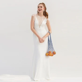 Verngo Elegant Mermaid Wedding Dress Illusion Lace Back Bridal Gown O-neck Simple Ivory Bride Dress Vestido De Noiva 2019
Verngo Elegant Mermaid Wedding Dress Illusion Lace Back Bridal Gown O-neck Simple Ivory Bride Dress Vestido De Noiva 2019