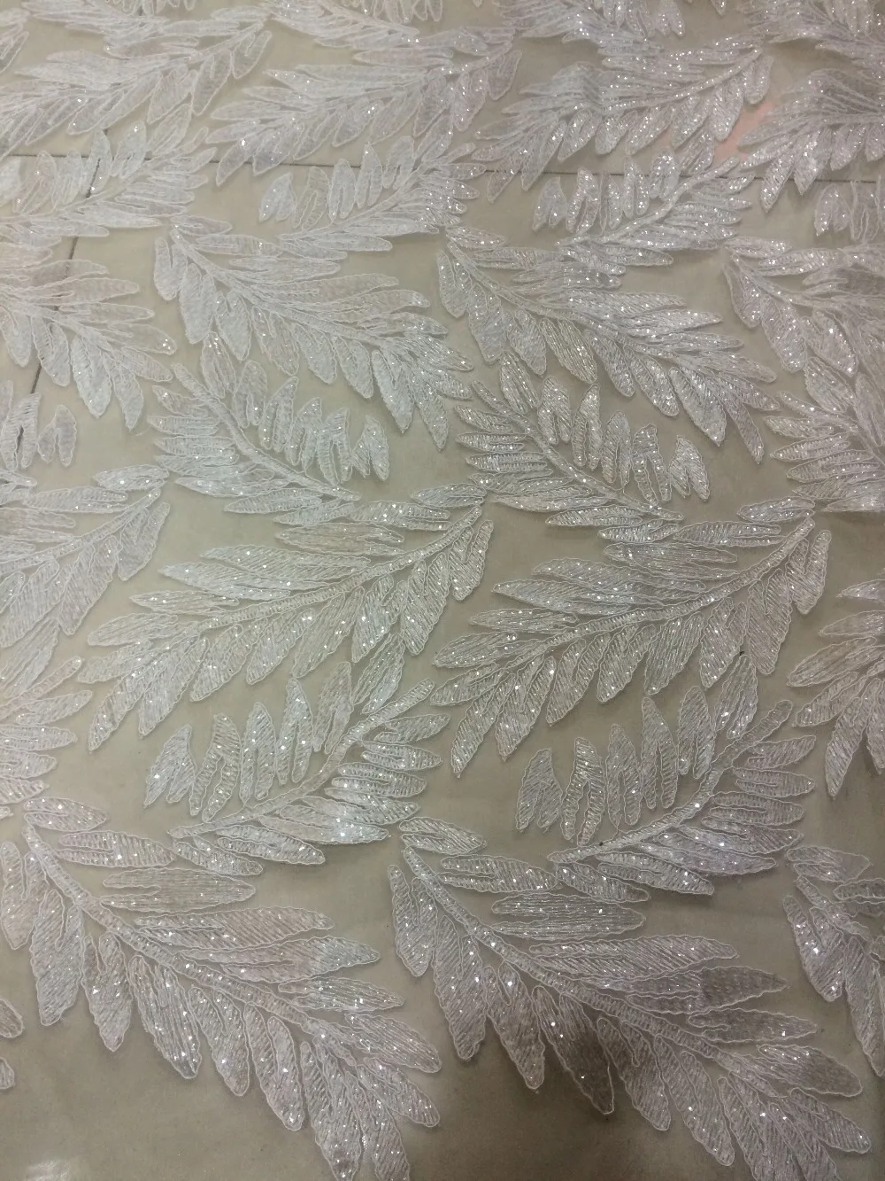 

african tulle lace fabric with sequins 5yard white french net lace high quality SYJ-1243 african lace fabric