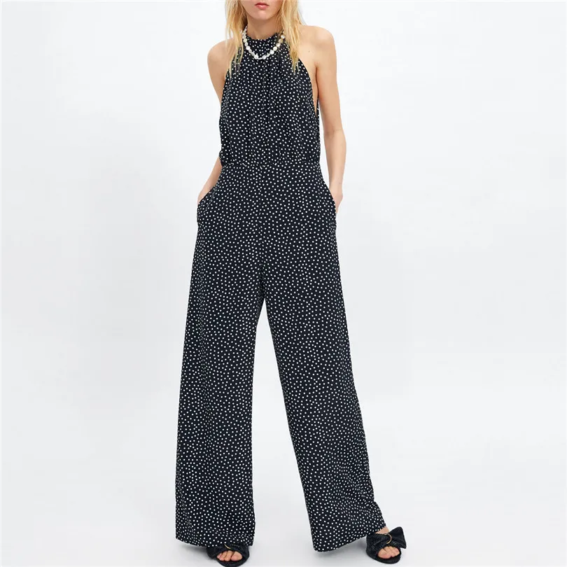 Women stylish polka dot print long jumpsuits Halter collar sleeveless vintage overalls female 2019 casual chic playsuits
Women stylish polka dot print long jumpsuits Halter collar sleeveless vintage overalls female 2019 casual chic playsuits