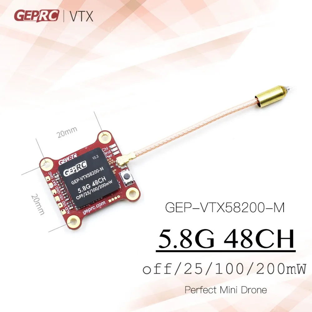 GEPRC RC Drone GEP-VTX58200-M Mini VTX 5.8G 48CH 0mW 25mW 100mW 200mW Switchable Video Transmitter for RC FPV Racing Quadcopter
GEPRC RC Drone GEP-VTX58200-M Mini VTX 5.8G 48CH 0mW 25mW 100mW 200mW Switchable Video Transmitter for RC FPV Racing Quadcopter
