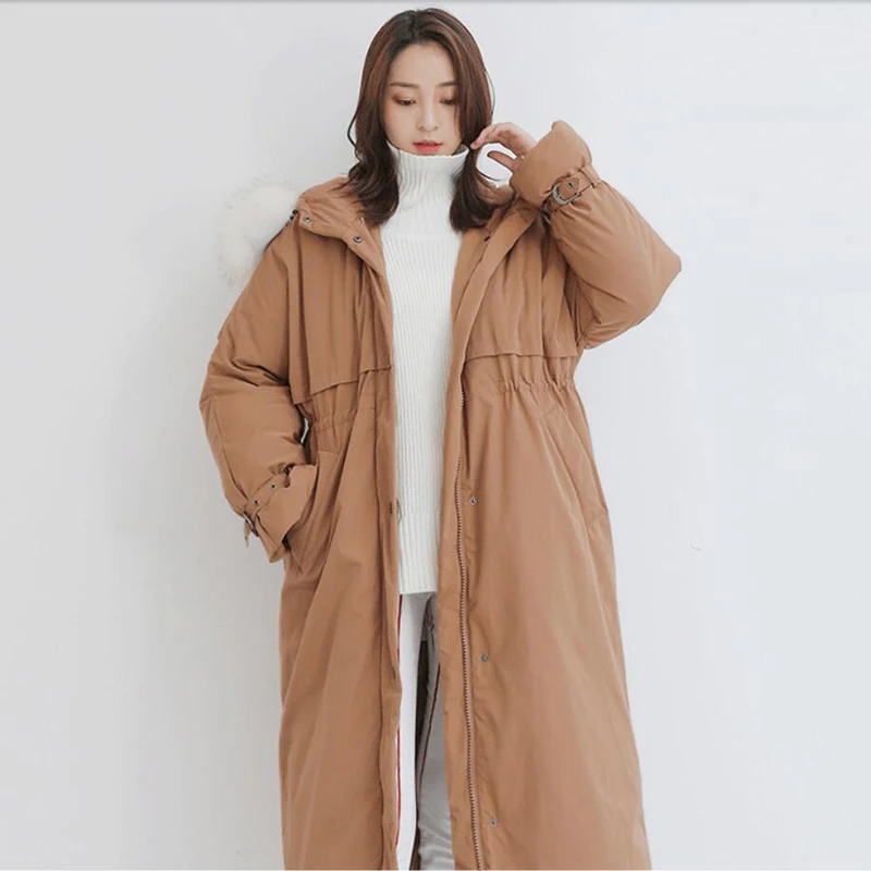Winter Women 90% White Duck Down Jacket Loose Long Down Coat Large Real Fur Collar Hooded Outwear Warm Thick Parka Plus size
Winter Women 90% White Duck Down Jacket Loose Long Down Coat Large Real Fur Collar Hooded Outwear Warm Thick Parka Plus size
