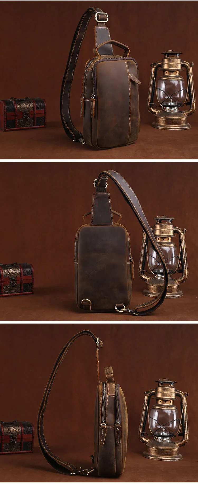 Woosir Genuine Leather Small Sling Bag for Men