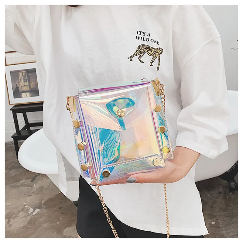 Fashion Women Transparent Chain Handbag Beach Bag Clear Jelly Purse Clutch PVC Tote
Fashion Women Transparent Chain Handbag Beach Bag Clear Jelly Purse Clutch PVC Tote