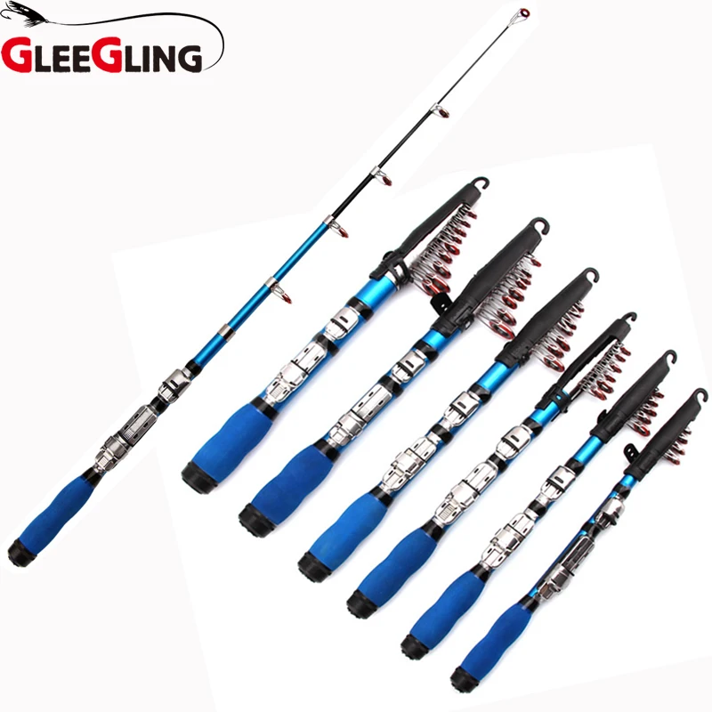 

GLEEGLING 4 Section Telescopic Lure Fishing Rods 1m-2.3m Mini Fishing Rod Pole for Sea River Lake Boat Fishing Pen Travel Rod