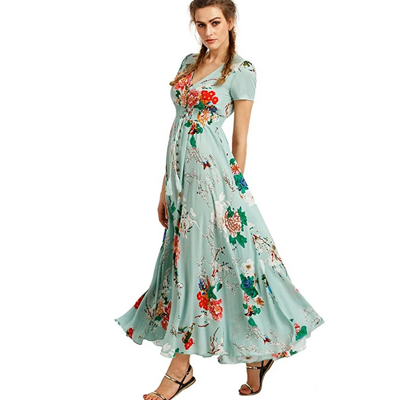 2019 Women's Dresses Summer Maxi Dress Vestidos Split Floral Print Flowy V-Neck Beach Evening Party Dresses
2019 Women's Dresses Summer Maxi Dress Vestidos Split Floral Print Flowy V-Neck Beach Evening Party Dresses