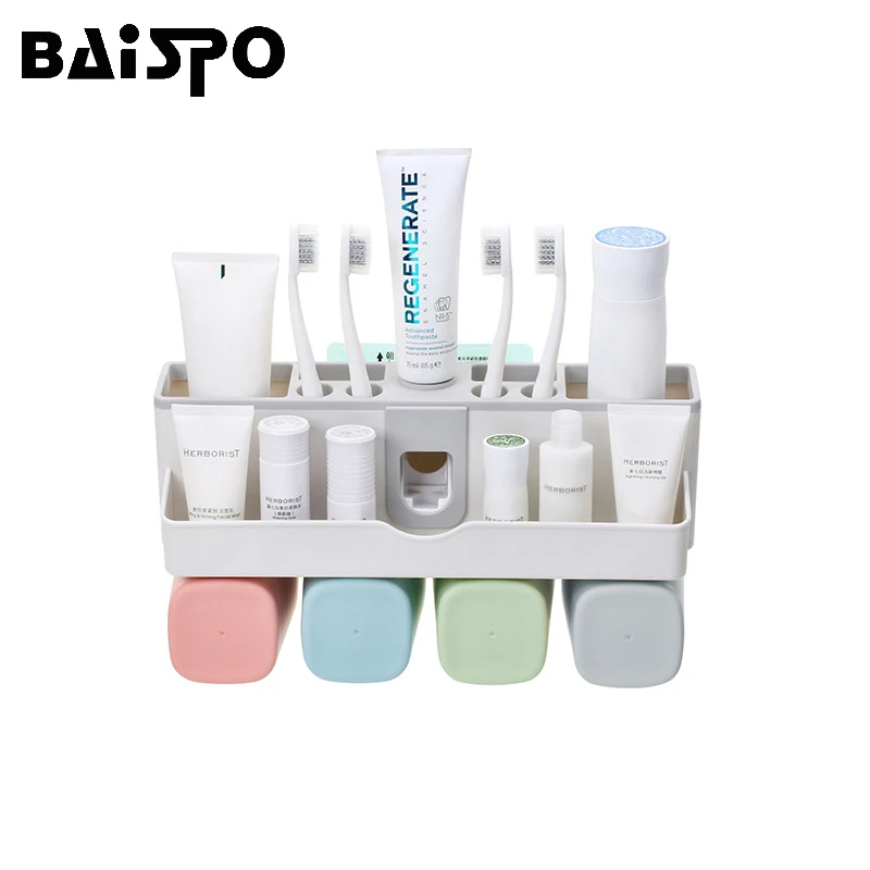 BAISPO 1 Set Automatic Toothpaste Dispenser Automatic Toothbrush Wall Mount Rack Bath Products Toothpaste Dispenser Squeezer
BAISPO 1 Set Automatic Toothpaste Dispenser Automatic Toothbrush Wall Mount Rack Bath Products Toothpaste Dispenser Squeezer