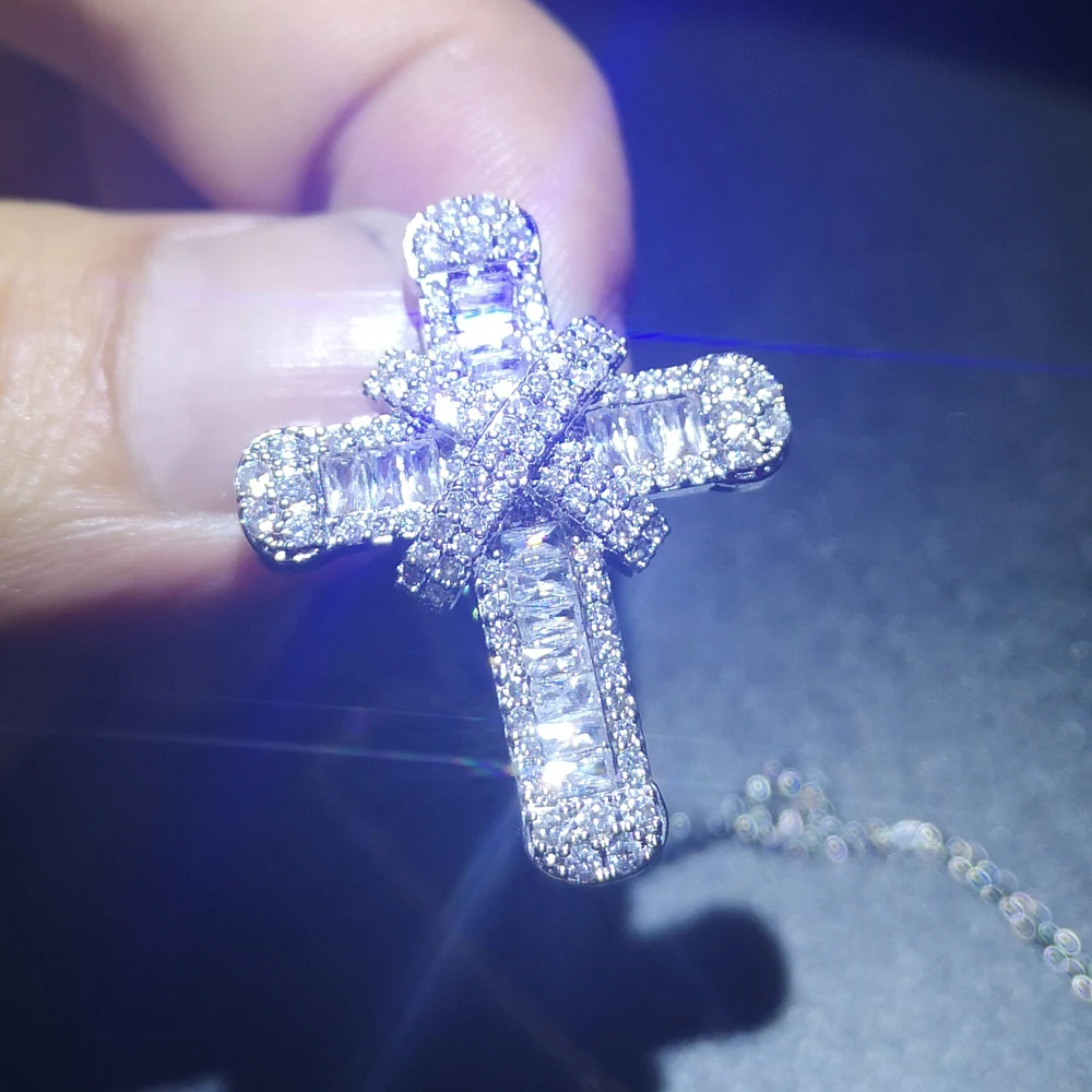 925 sterling silver cross necklace jewelry women wedding fashion Cross CZ crystal Zircon stone pendant necklace party gift
925 sterling silver cross necklace jewelry women wedding fashion Cross CZ crystal Zircon stone pendant necklace party gift