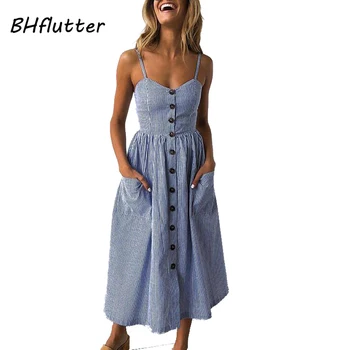 BHflutter Vestidos Verano 2018 New Women Dress Striped Print Casual Summer Dress Buttons Strap Sexy Bobo Elegant Midi Dresses
BHflutter Vestidos Verano 2018 New Women Dress Striped Print Casual Summer Dress Buttons Strap Sexy Bobo Elegant Midi Dresses