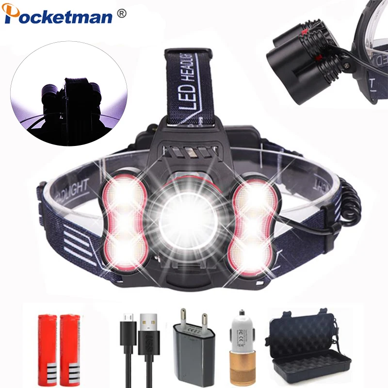 Powerful 20000LM T6 LED Headlight SMD2835 40 LED Headlamp Rechargeable 4 modes Headlamp Light-Sensor with 18650 Battery USB
Powerful 20000LM T6 LED Headlight SMD2835 40 LED Headlamp Rechargeable 4 modes Headlamp Light-Sensor with 18650 Battery USB