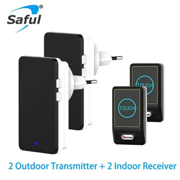 Saful Wireless DoorBell Waterproof EU/US/AU/UK button Plug 28 Chimes 2 Ourdoor Transmitter + 2 Indoor Receiver door bell
Saful Wireless DoorBell Waterproof EU/US/AU/UK button Plug 28 Chimes 2 Ourdoor Transmitter + 2 Indoor Receiver door bell