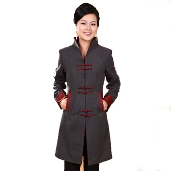 Gray Cashmere Coat Fashion Thick Chinese tradition Women's Long Jacket Outerwear
Gray Cashmere Coat Fashion Thick Chinese tradition Women's Long Jacket Outerwear