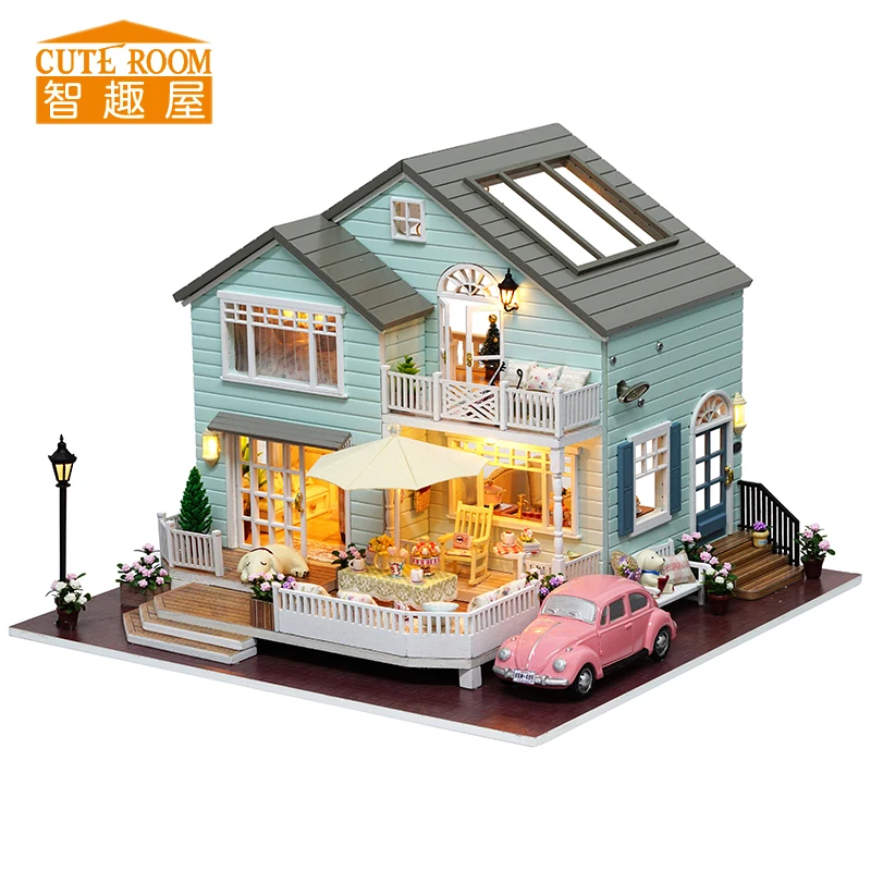 

Assemble DIY Doll House Toy Wooden Miniatura Doll Houses Miniature Dollhouse toys With Furniture LED Lights Birthday Gift A035