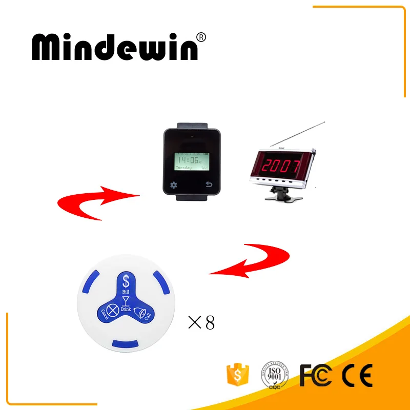 Mindewin Multi-funcation Intelligent Call System Touch Screen Wireless Wrist Watch Pager Work Reatuarant LED Display 8 Pcs Bell
Mindewin Multi-funcation Intelligent Call System Touch Screen Wireless Wrist Watch Pager Work Reatuarant LED Display 8 Pcs Bell