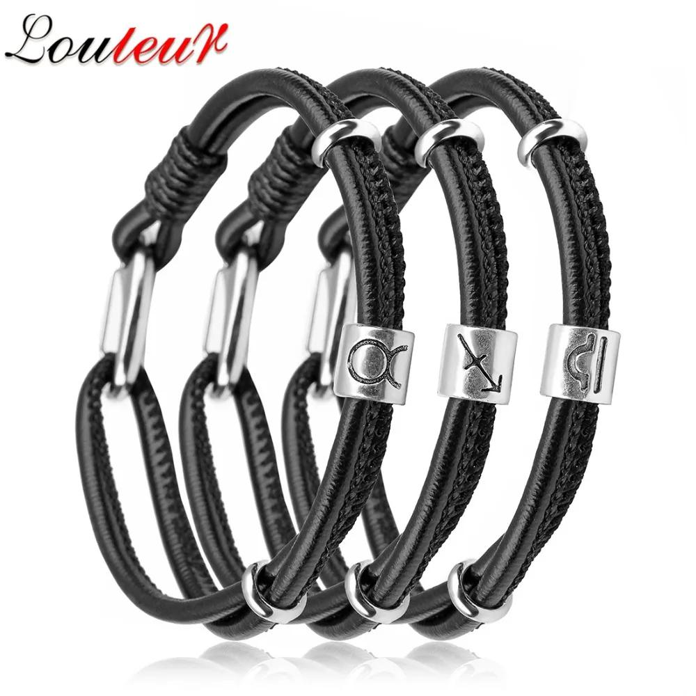LOULEUR New Mens Leather Zodiac Bracelet Aquarius/Cancer/Virgo/Scorpio/Libra/Leo/Capricorn Bracelet for Women Men Jewelry
LOULEUR New Mens Leather Zodiac Bracelet Aquarius/Cancer/Virgo/Scorpio/Libra/Leo/Capricorn Bracelet for Women Men Jewelry