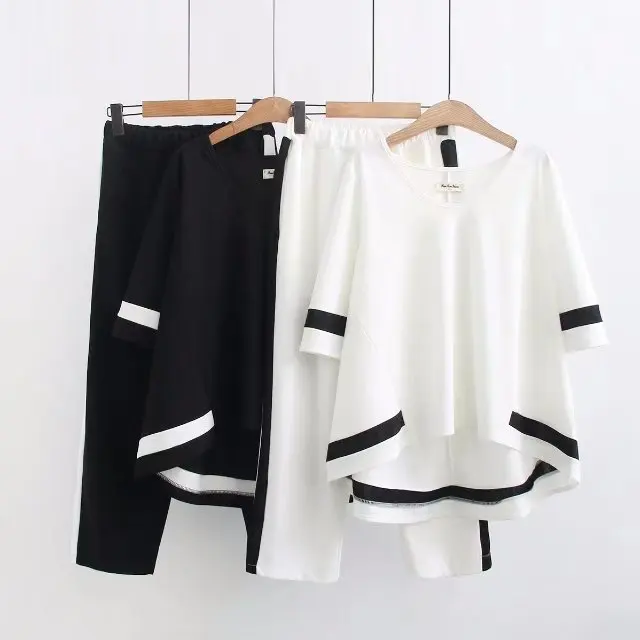Large size women's 2019 summer new overweight girls short sleeve sweater + casual pants
Large size women's 2019 summer new overweight girls short sleeve sweater + casual pants