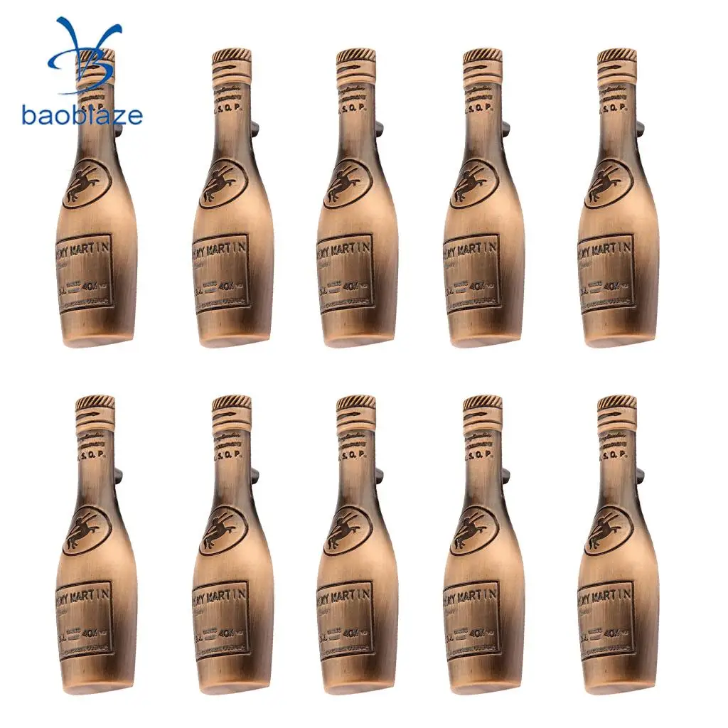 10Pieces Wine Bottle Shaped Home Kitchen Cupboard Cabinet Door Drawer Bin Pull Handle Grip Knob Red bronze