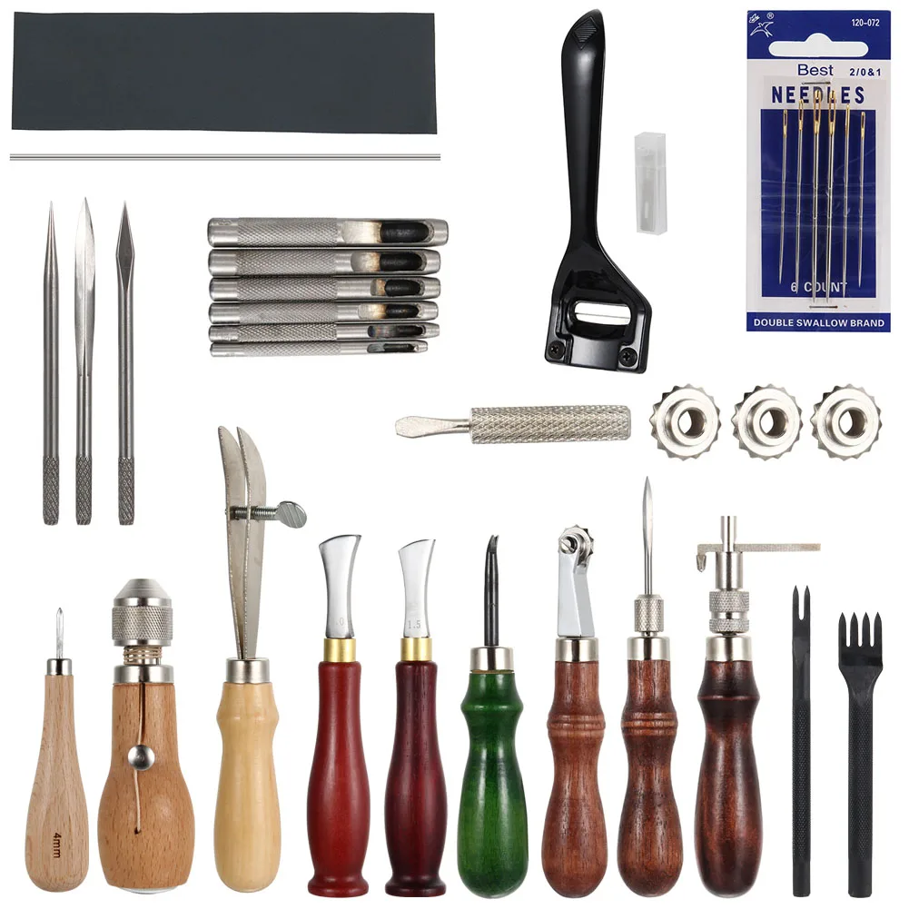 19Pcs/Set Leather Sewing Tools Craft DIY Hand Stitching Awl Waxed Thimble Canvas Leather Craft Tool 2018ing
19Pcs/Set Leather Sewing Tools Craft DIY Hand Stitching Awl Waxed Thimble Canvas Leather Craft Tool 2018ing