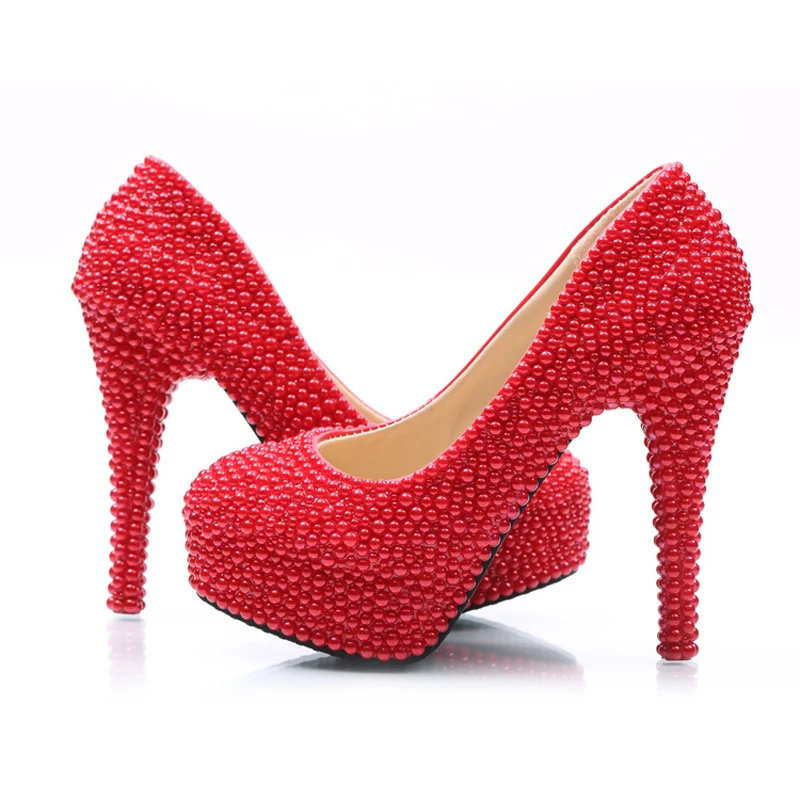 New Design Handmade Mom Party High Heels Red Wedding Shoes Rhinestone Bridal Dress Shoes Red Pearl Prom Party Pumps Plus Size 45
New Design Handmade Mom Party High Heels Red Wedding Shoes Rhinestone Bridal Dress Shoes Red Pearl Prom Party Pumps Plus Size 45