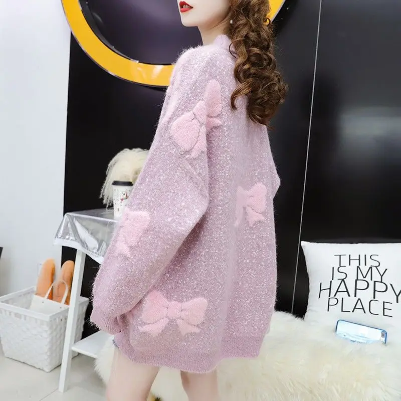 2019 high quality Sweater Spring Autumn Loose Knitted Sweater Color Bows Cute Pullover Women O-Neck Sweater female Tops CC186
2019 high quality Sweater Spring Autumn Loose Knitted Sweater Color Bows Cute Pullover Women O-Neck Sweater female Tops CC186