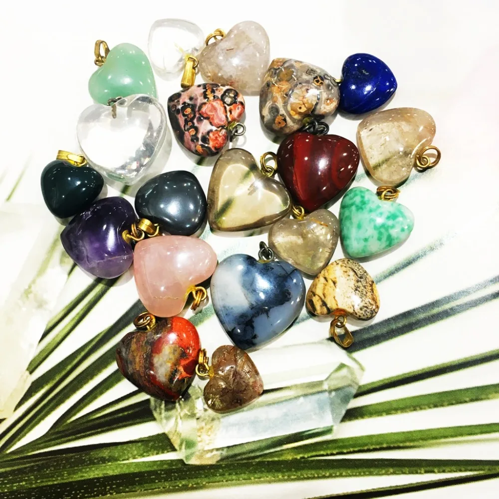 Lii Ji Unique Natural Healing Stone Crystal Quartzs Jades Jaspers Love Heart Shape Pendant 6pcs stone size about 10-14mm
Lii Ji Unique Natural Healing Stone Crystal Quartzs Jades Jaspers Love Heart Shape Pendant 6pcs stone size about 10-14mm