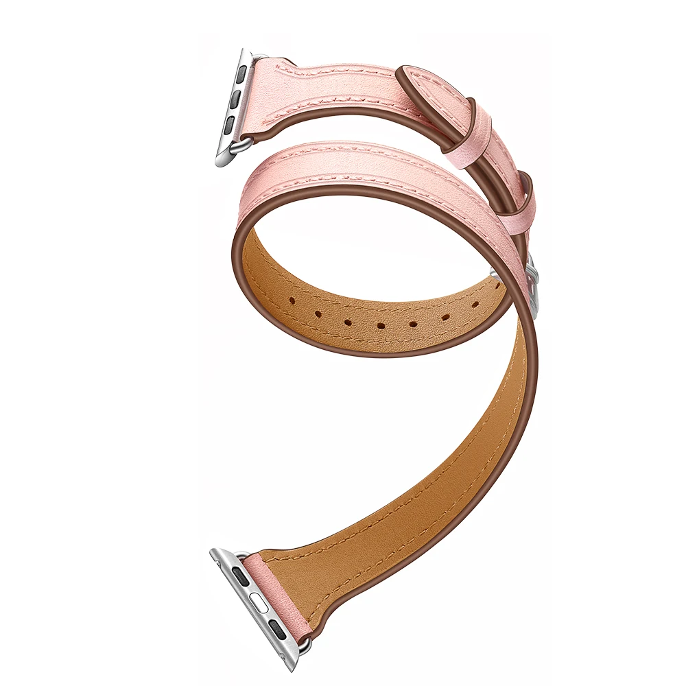 Bracelet Double Tour Apple Watch Femme Cuir véritable