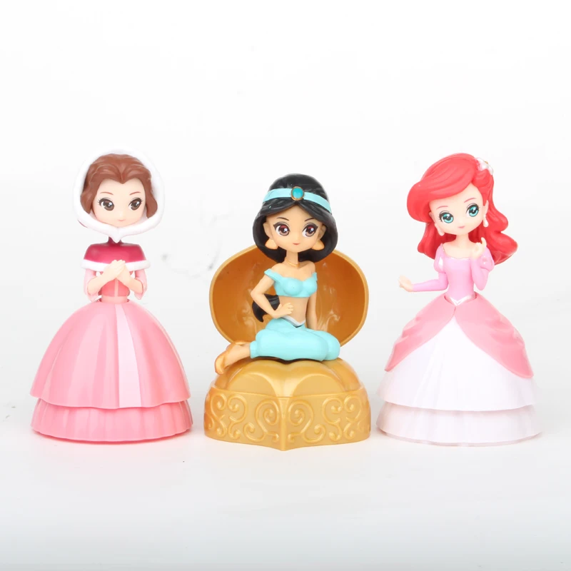 Disney 3 шт./компл. 5 дюймов Q Edition Принцесса Жасмин Золушка Белль ПВХ Фигурки мяч LOL