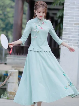 Chinese Style 2 Piece Set Women 2019 Summer Ethnic Linen Embroidered Top and Skirt Tang Suit Two Piece Skirt Set Pink Outfits
Chinese Style 2 Piece Set Women 2019 Summer Ethnic Linen Embroidered Top and Skirt Tang Suit Two Piece Skirt Set Pink Outfits