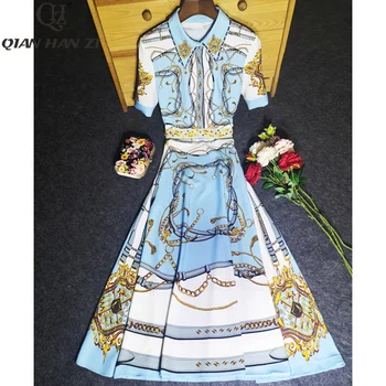 Qian Han Zi 2019 New Fashion Designer Runway Dress Women Lapel Diamonds Pattern Printed elegant casual beach midi dress
Qian Han Zi 2019 New Fashion Designer Runway Dress Women Lapel Diamonds Pattern Printed elegant casual beach midi dress