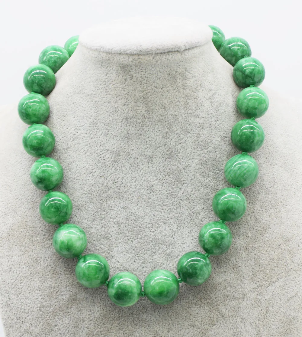 

green jade round 10/12/14/16/18mm necklace 17inch wholesale beads nature FPPJ woman 2018