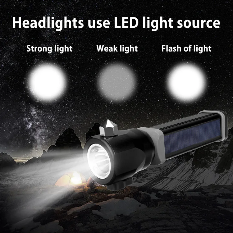 T6 Outdoor Waterproof USB Charging Safety Security Torch Hammer Magnet Charging LED Solar Aluminum Alloy Emergency Flashlight
T6 Outdoor Waterproof USB Charging Safety Security Torch Hammer Magnet Charging LED Solar Aluminum Alloy Emergency Flashlight