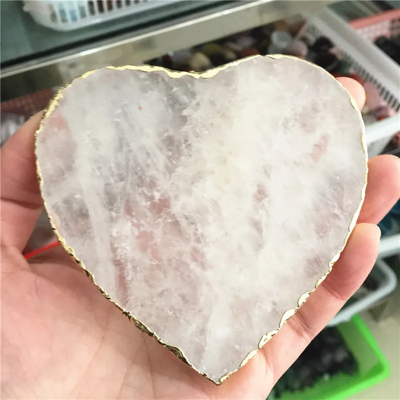 Natural Rose Crystal Coaster Heart Shape Cup Mat Quartz Table Onyx Mat Coasters for Drinks Gift Polished Mineral
Natural Rose Crystal Coaster Heart Shape Cup Mat Quartz Table Onyx Mat Coasters for Drinks Gift Polished Mineral