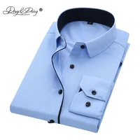 DAVYDAISY High Quality Men Shirt Long Sleeve Twill Solid Formal Business Shirt Brand Man Dress Shirts DS085 image