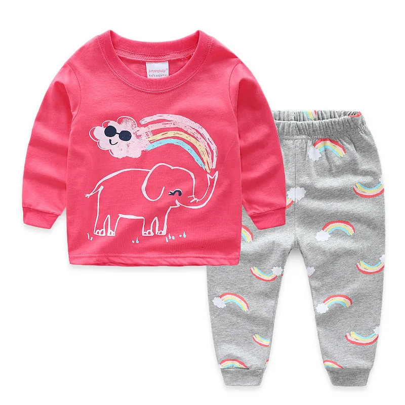 New Elephant Rainbow Cartoon Cotton Pijamas Infantis Pijama Baby Girl Sleepwear For Spring Autumn Kids Girls Pajamas 2-7Y
New Elephant Rainbow Cartoon Cotton Pijamas Infantis Pijama Baby Girl Sleepwear For Spring Autumn Kids Girls Pajamas 2-7Y
