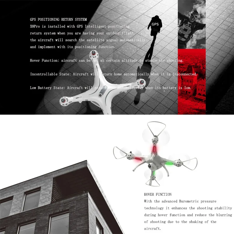 Original SYMA X8PRO GPS Drone WIFI FPV RC Quadcopter with HD 720P Camera Hover Function Headless Mode RTF 2.4GHz RC Helicopter (2)
