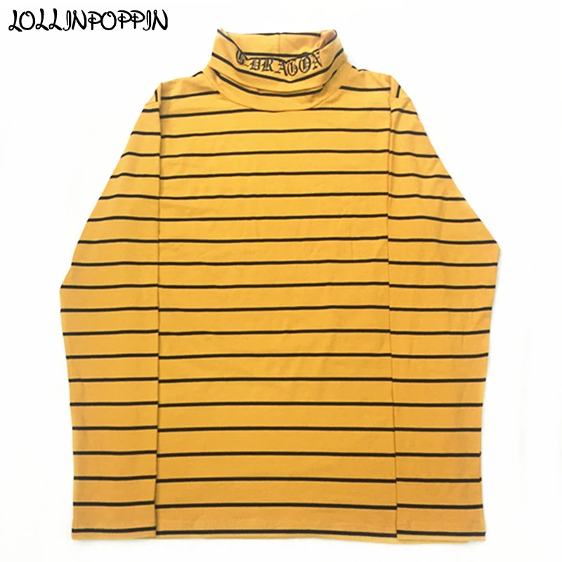 KPOP Korean Fashion Yellow Stripe Long Sleeve T-Shirt Turtleneck GD Embroidery Letters Striped Pattern Mens Long Sleeved Tshirts
KPOP Korean Fashion Yellow Stripe Long Sleeve T-Shirt Turtleneck GD Embroidery Letters Striped Pattern Mens Long Sleeved Tshirts