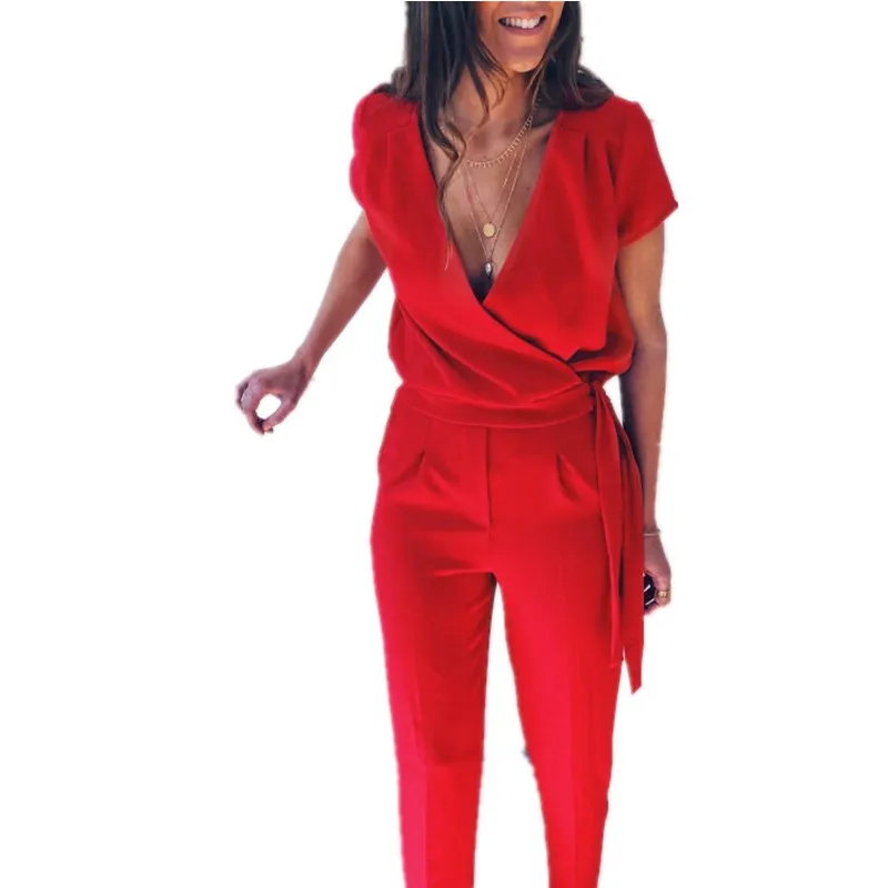 Oufisun 2019 Summer New Casual Solid Color Rompers Womens Short Sleeve V-neck Jumpsuit Ladies Overalls Bandage Elegant Jumpsuits
Oufisun 2019 Summer New Casual Solid Color Rompers Womens Short Sleeve V-neck Jumpsuit Ladies Overalls Bandage Elegant Jumpsuits