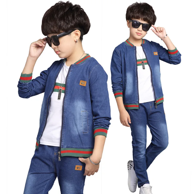 2019 new children's jean sets baby boy denim clothes set Baseball collar coat+jean trousers 2 pieces body suit for kids jeans
2019 new children's jean sets baby boy denim clothes set Baseball collar coat+jean trousers 2 pieces body suit for kids jeans