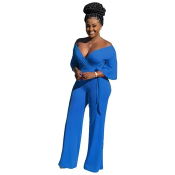 Women Lace Up Wide Leg Jumpsuit Solid Casual Off Shoulder Playsuit Sexy V Neck Overalls
Women Lace Up Wide Leg Jumpsuit Solid Casual Off Shoulder Playsuit Sexy V Neck Overalls