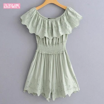 Women's 2019 summer new embroidery hollow waist ruffled jumpsuit Stacked short-sleeved female jumpsuit
Women's 2019 summer new embroidery hollow waist ruffled jumpsuit Stacked short-sleeved female jumpsuit