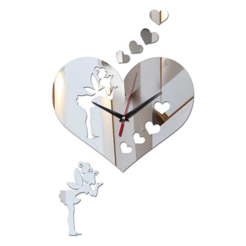 Фото Акриловые часы в виде сердца для девочек самостоятельной сборки 3d Современный